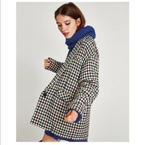 Zara Wool Blend Checkered Blazer